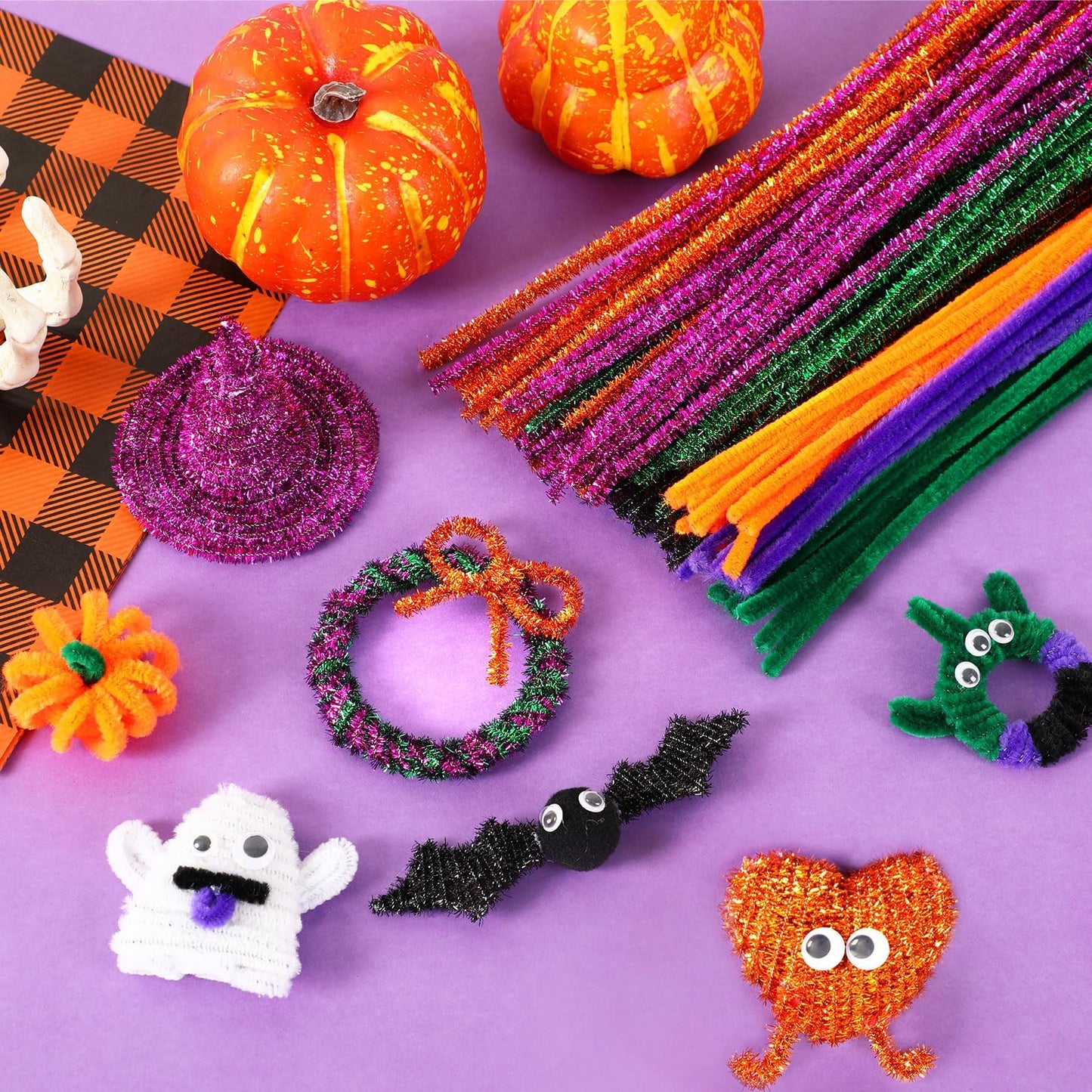 UPINS 550PCS Valentines Day Pipe Cleaners Set Including 5 Colors of Chenille Stems 4 Sizes of Wiggle Googly Eyes for Valentine