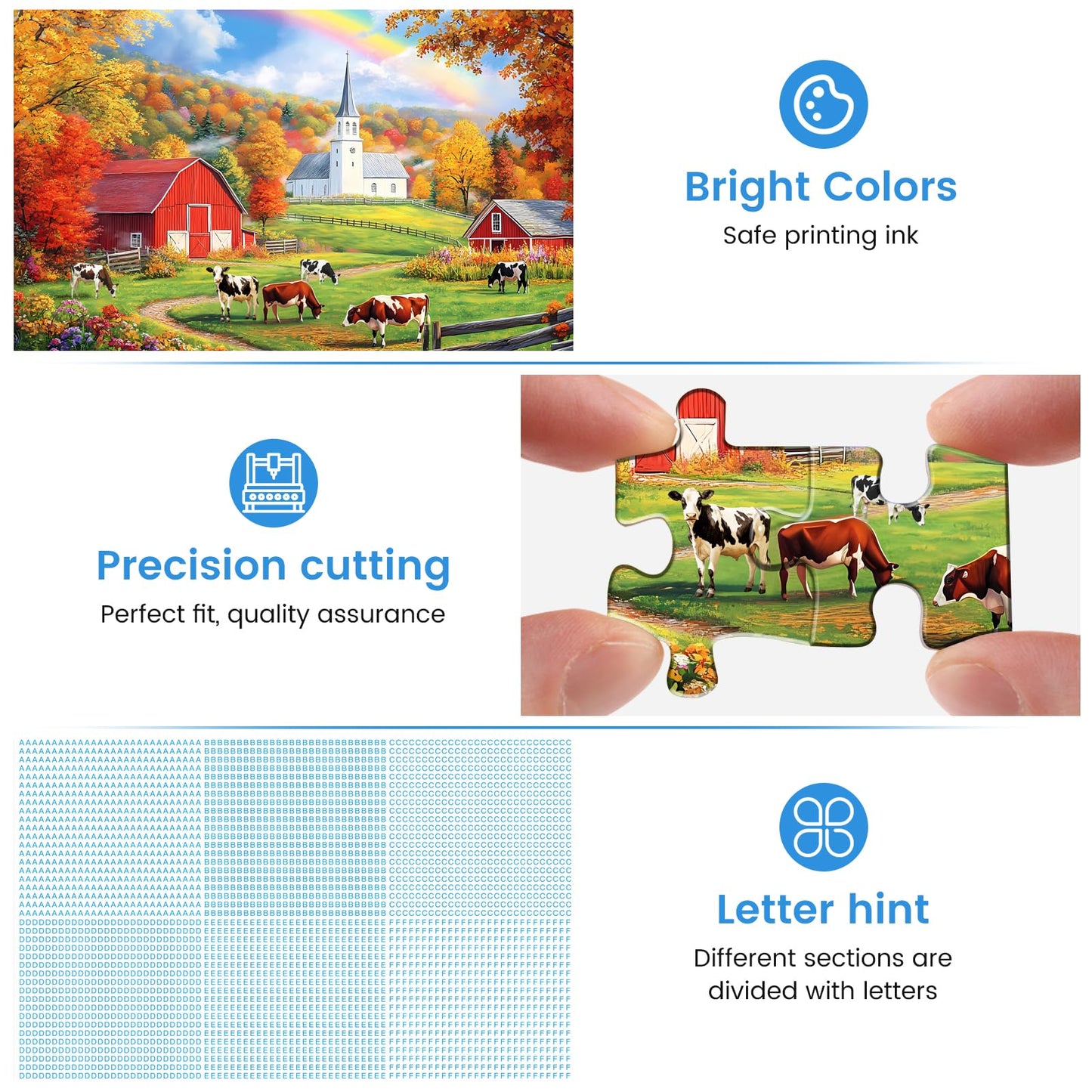 300 Piece Puzzles Jigsaw Puzzles 300 Pieces for mature-themeds Farm Cow Puzzles for Kids Ages 8-10 mature-themed Puzzle Challenge Game Gift Toy for Puzzle Enthusiasts Home Decor Gift Toy 20.5x15IN