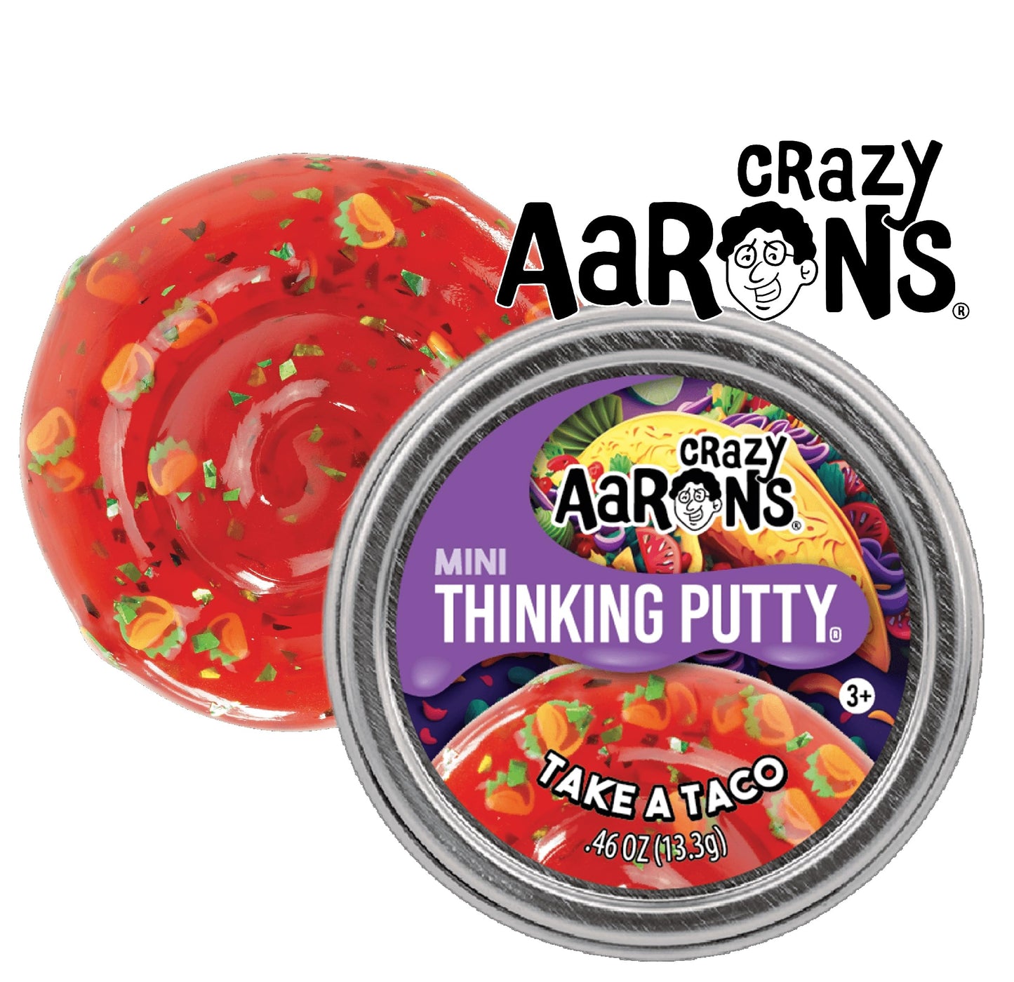 Mattys Toy Stop Crazy Aarons Putty Mini Tins Bounce Bot, Skate Away & Take-A-Taco Gift Set Bundle - 3 Pack (13.3g Each)