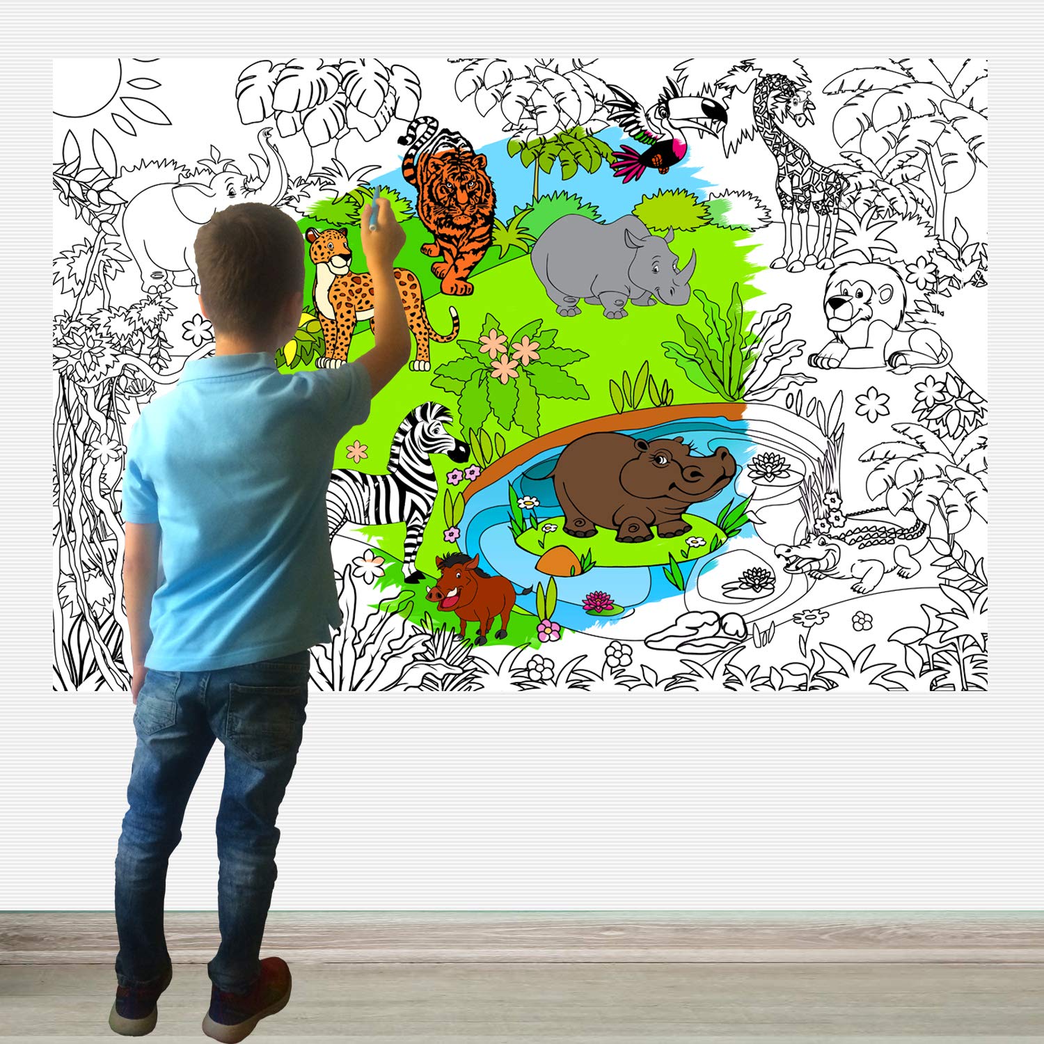 ALEX Art, Giant Coloring Poster - Animals Jumbo Table Wall Coloring Sheets - Super Huge Large Coloring Posters for Kids - Art Ho
