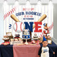 QUERICKY Baseball 1st Birthday Decoration Banner, 71x47in, Rookie Year Backdrop for Boys