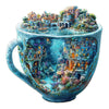 Wooden Puzzles for mature-themeds  Ocean Mug Wooden Jigsaw Puzzle for mature-themeds  Unique Shaped Wood Puzzles mature-themed  Dreamy City Scenery Puzzle  Fun Gifts & Home Decor (M-11.4 * 11.4in - 190 pcs)