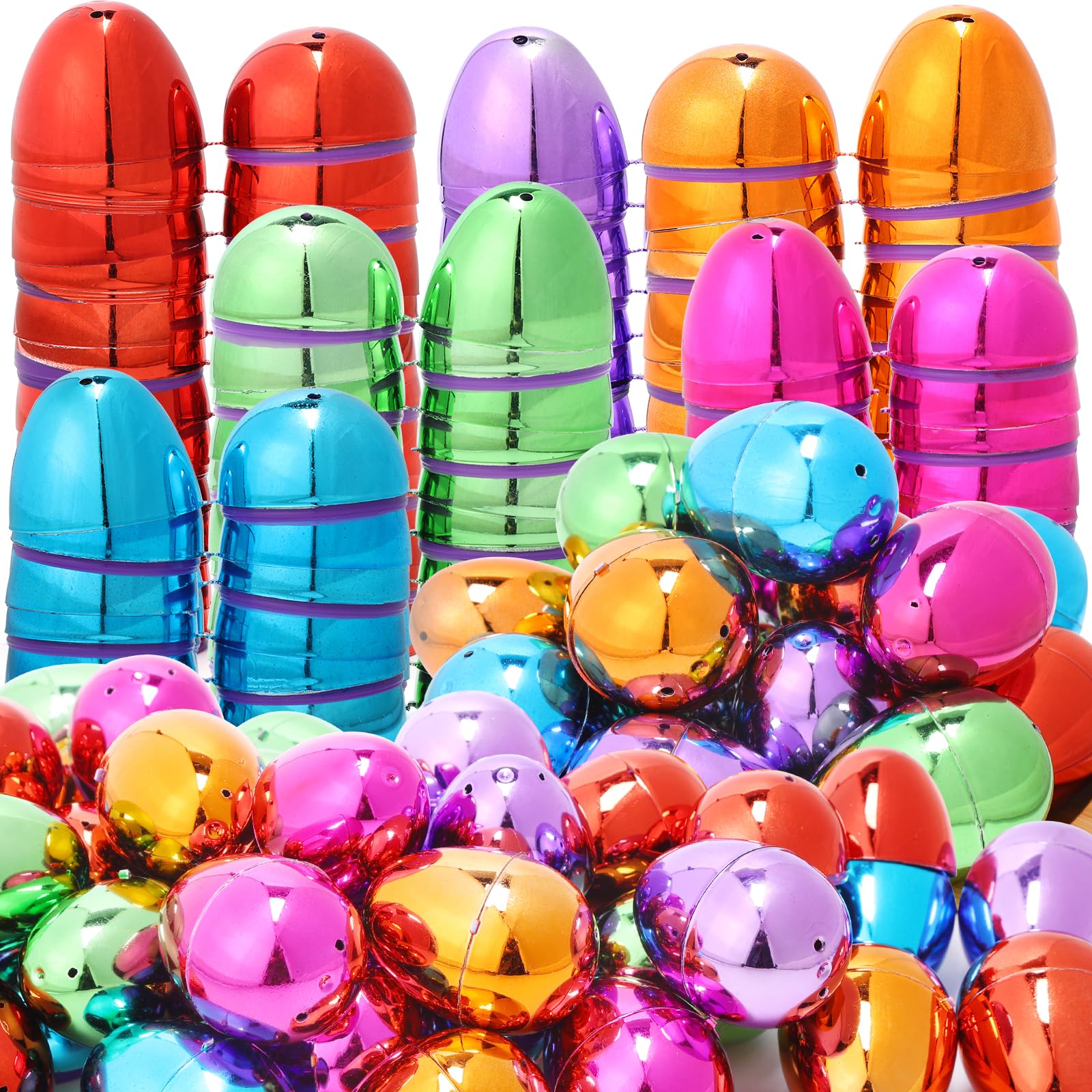 Skirfy Fillable Easter Eggs 2.36'' Inch (36 Pack) With Hinge Bulk Colorful Bright Plastic Easter Eggs, Perfect For Easter Egg Hu
