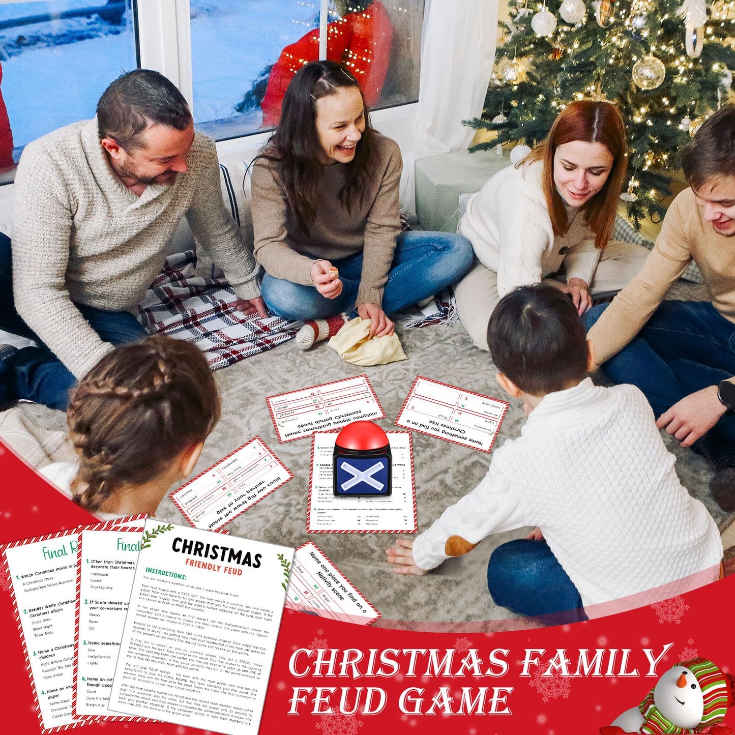 Syhood Mother'S Day Friendly Feud Game With Answer Buzzer, Mothers Day Feud Party Game, Patriotic Independence Day July 4Th Fun Family Trivia Quiz Night For Party Office Adult Groups(Christmas)
