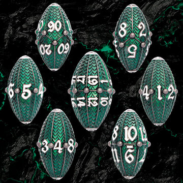ARUOHHA DND Metal Dice Black Green Dragon Egg Dice with Rotating Dragon Egg Shell, Dungeons and Dragons Role Playing Game RPG D&