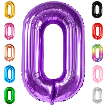 Giant, Purple 0 Number Balloons - 40 Inch | Pair 0 Digit Balloon To Other Number | Purple 0 Balloon Number For Birthday Party Supplies | Purple Number 0 Balloon For Mermaid Theme Birthday Decorations
