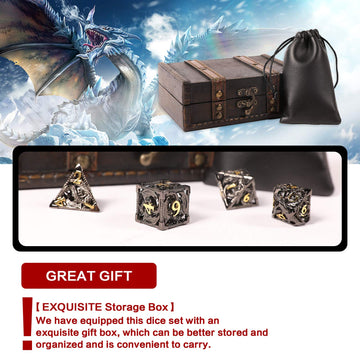 AncientDeer DND Dice Set 7 Pieces D&D Pure Copper Hollow Polyhedral DND Dice W/Gift Box & Dice Bag for DND Game RPG Explorers Sa