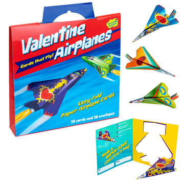 Peaceable Kingdom Valentines Cards for Kids Classroom, Set of 28 Valentines Day Gifts - Pop Out Airplanes