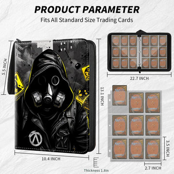 Leather Trading Card Binder 9 Pocket  900 Pockets Card Holder with 50 Removable Card Sleeves  Waterproof 3-Ring Zipper for Sports Fans for MTG  TCG  Trading Cards  A Black Hooded Man