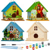 Juexica 4 Pack Wooden Birdhouse Kit DIY Buildable Bird House with Paint and Paintbrushes Art and Crafts Painting Kits for Boys G