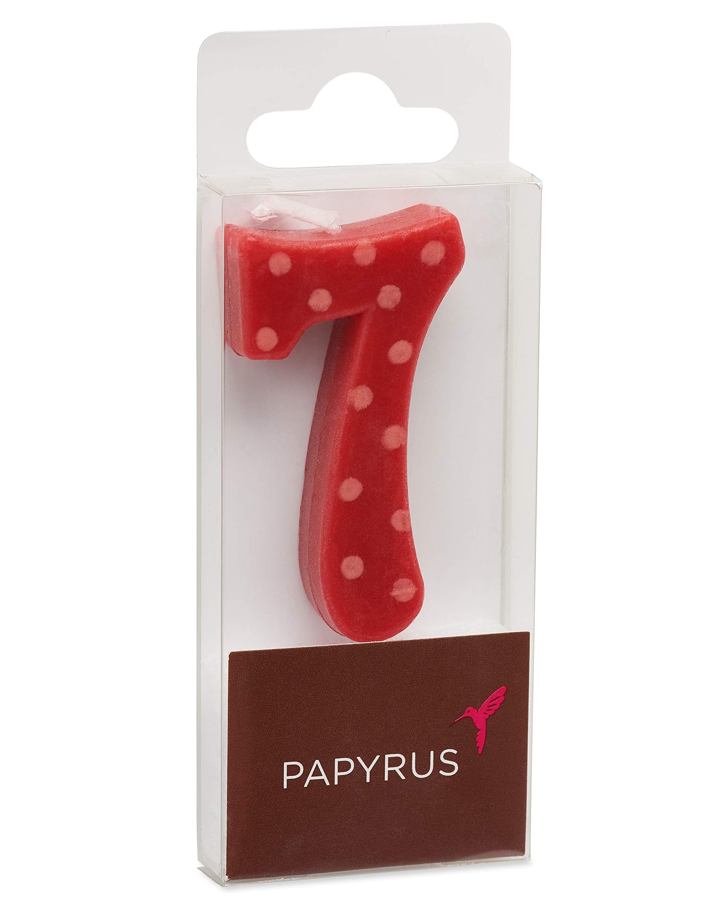 Papyrus Number 7 Birthday Candle, Red Polka Dots (1-Count)