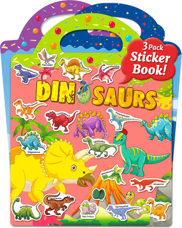 Benresive Reusable Sticker Books For Kids 2-4, Sticker Books For Toddlers 1-3, Toddler Sticker Book Age 2-4, Toddler Travel Toys Activities Crafts Gifts - Ocean, Fairy And Dinosaur