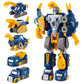 Fuzzy Pixie Toddler Construction Car Set - 5pcs Dinosaur Rescue Robots, DIY STEM Toy, Medium, Blue, Magnetic Vehicles