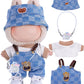 4pcs Handcrafted Doll Clothes Set for 15cm/17cm Labubu Dolls (No Doll  No Shoes)  Cute and enhanced Outfits Accessories  Stylish Clothes for Boys Girls Birthday Collectors (Blue Overalls Set) AK053BL