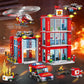 Wishalife City Fire Station Building Blocks Set, Fire Truck, Helicopter, Drone, Rescue Gear, Fire Command Center Playset, Firefi