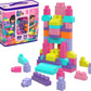 Mega Bloks First Builders Toddler Blocks Toys Set, Big Building Bag With 80 Pieces And Storage, Pink, Ages 1+ Years