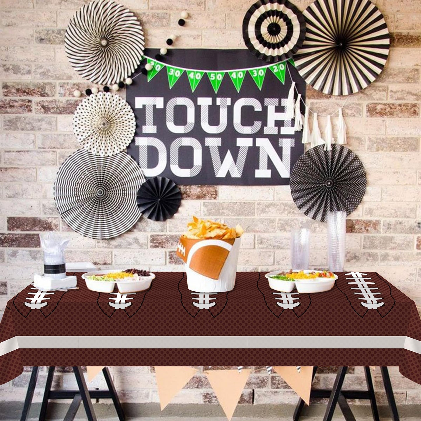 SJJPDYY Football Party Decorations Disposable Tablecloth Plastic Touchdown Table Cover Perfect for Super Bowl Football Birthday