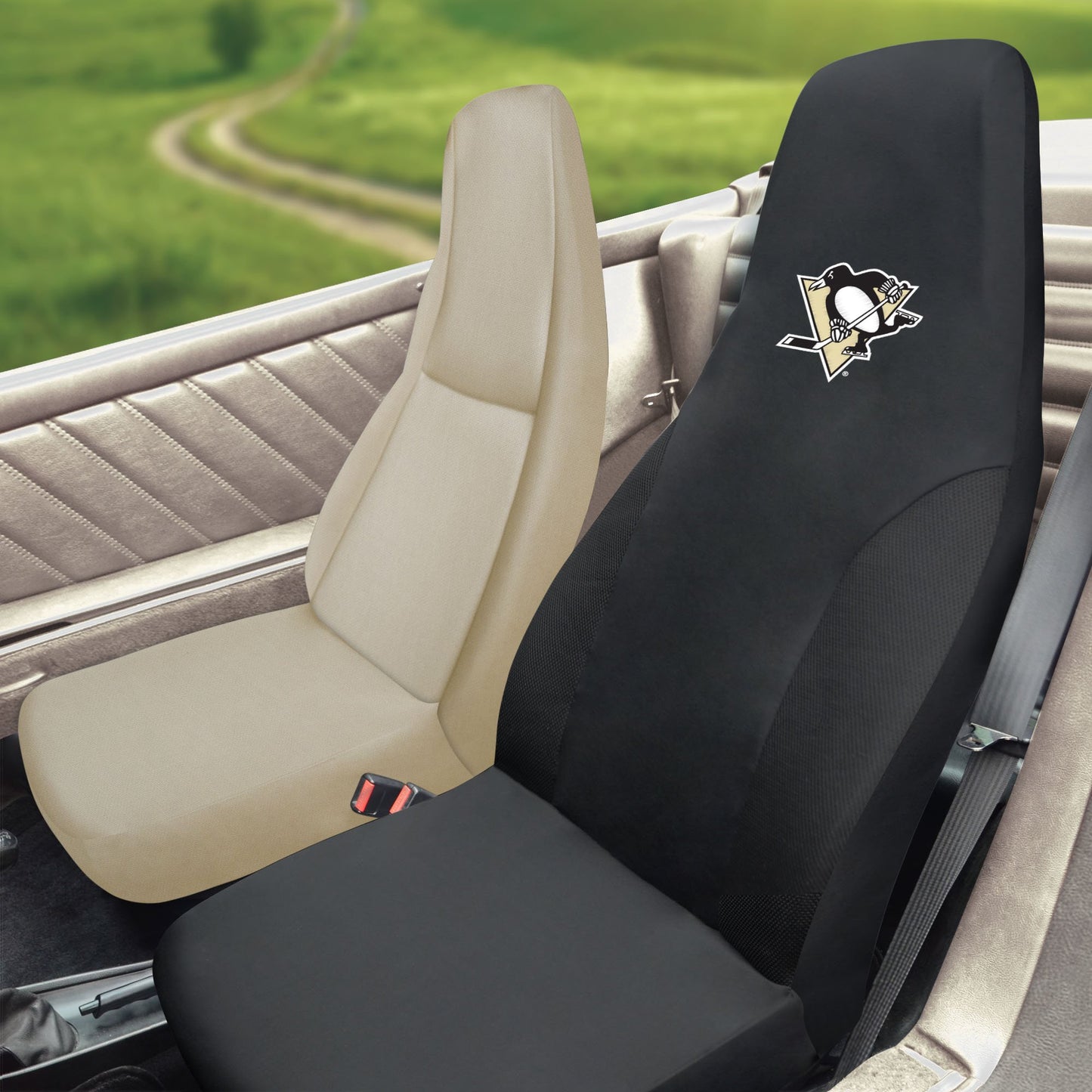 FANMATS - 15150 NHL Pittsburgh Penguins Polyester Seat Cover , 20x48,Black