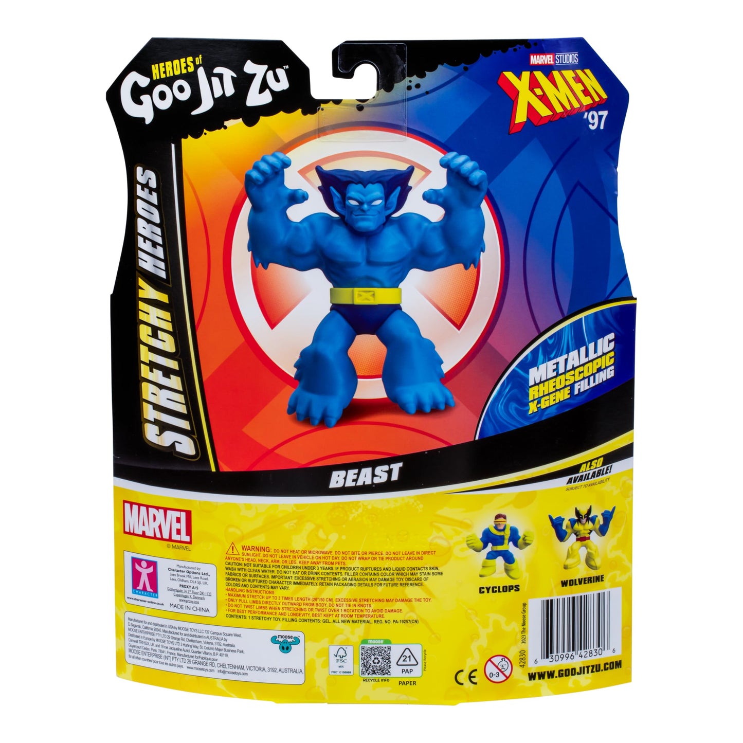 Heroes Of Goo Jit Zu Marvel Studios X-Men '97 Beast Stretchy Action Figure, With Metallic Rheoscopic X-Gene Filling, Stretch Bea
