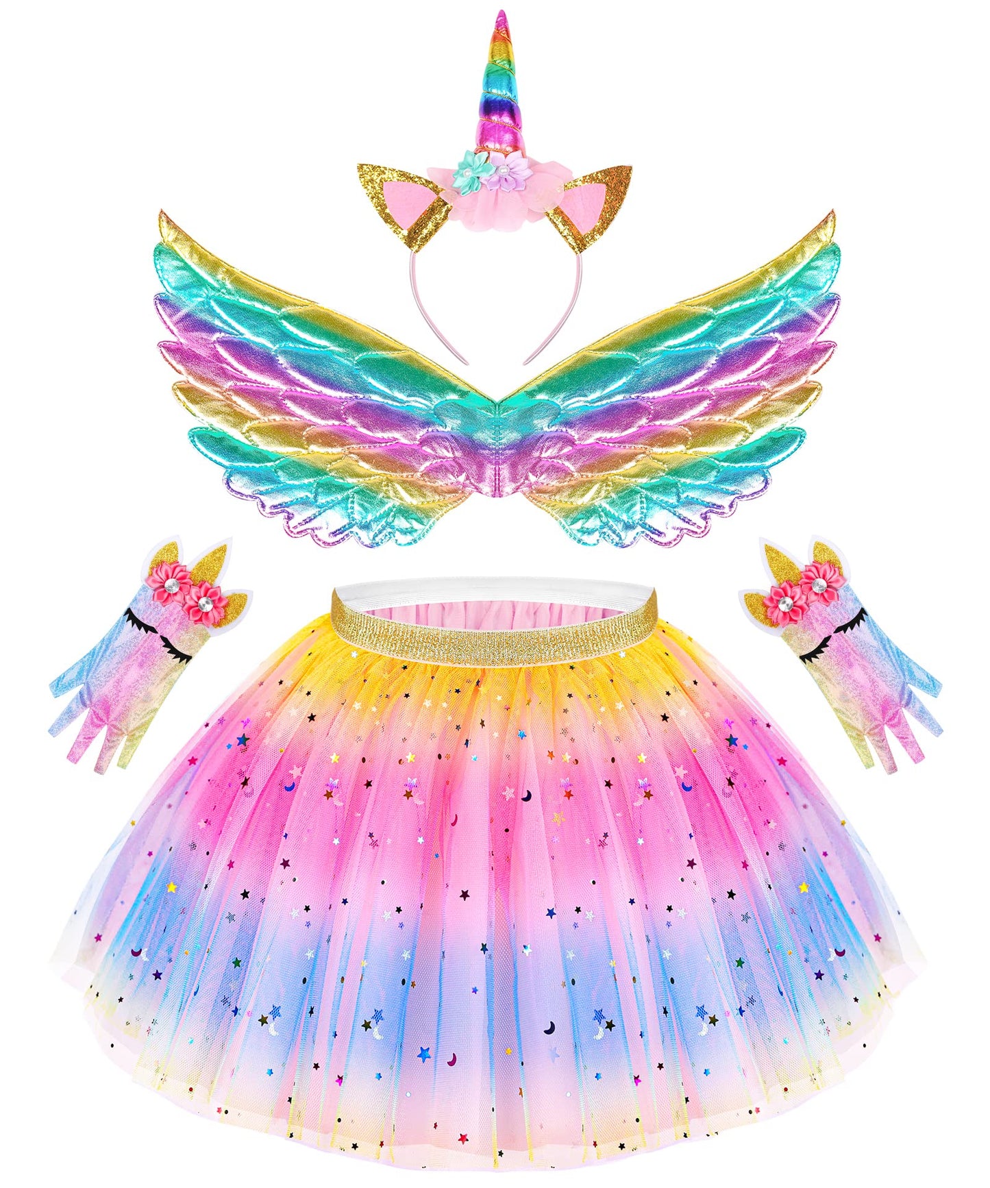 Stopklas Little Girls Dress Up Costume Set, Fairy And Mermaid Princess Dress Up Trunk With Accessories 19Pcs Girls Pretend Play