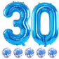 Lingqiang 40" Blue Foil Number 30 Balloons, Self-Inflating Helium Decor for 30th Birthday Party