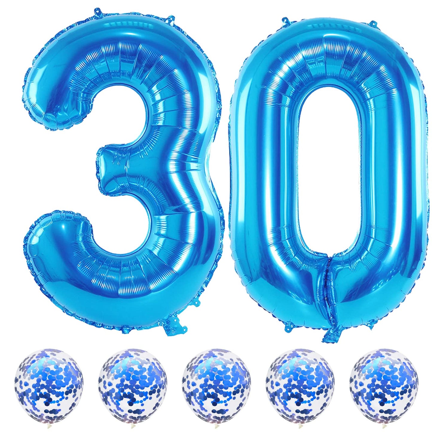 Lingqiang 40" Blue Foil Number 30 Balloons, Self-Inflating Helium Decor for 30th Birthday Party