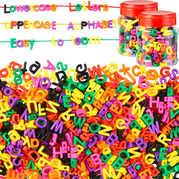 Wesiti 408 Pcs Lacing Letters Alphabet Learning Toys Toddler ABC Alphabet Beads Lacing Toy Fine Motor Skills Toys for Preschool Games Homeschool Supplies Early Spelling (Lowercase Uppercase Letters)