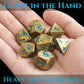 DND Metal Dice - Pharaoh Ruins Gold Metal Dice with Blue Cracks - Polyhedral Dice Set for RPG D&D MTG Pathfinder and More - Beau