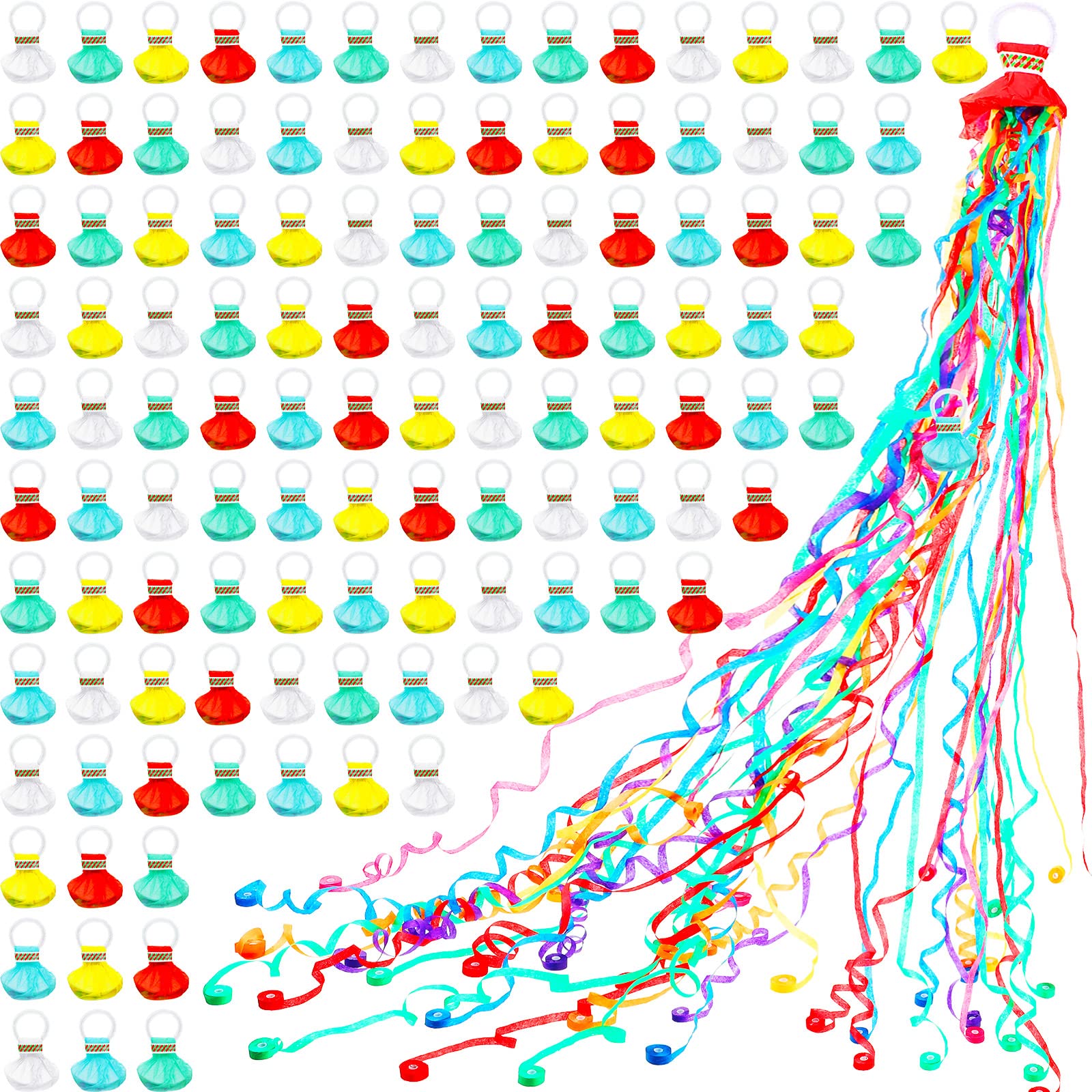 150 Pcs Throw Streamers Colorful Hand Held Streamer No Mess Confetti Crackers Party Streamers Wedding Toss for Engagement Gradua