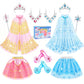 DUDUCOFU Princess Dress Up Clothes for Little Girls Toddlers, Princess Dress Up Shoes Set with Princess Cape Tutu Shoes Crown Wa