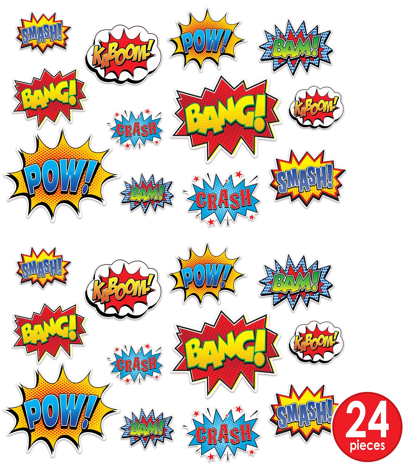 Beistle Hero Action Sign Cut Outs 24 Piece Comic Decorations Birthday Party Supplies 6    - 12.5   , Multicolored