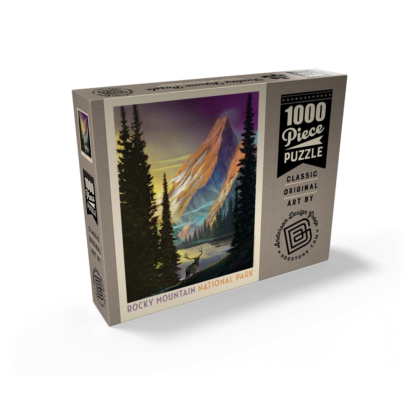 MyPuzzle 1000 Piece Jigsaw Puzzle - Rocky Mountain National Park Pyramid Peak, Colorful Cardboard Vintage Poster for Adults