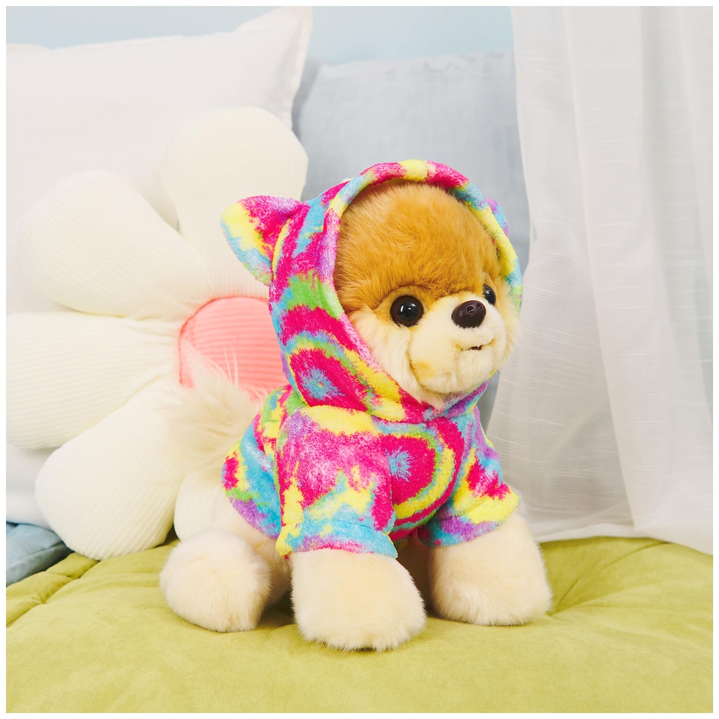 GUND Boo Plush Pomeranian Dog with Rainbow Hoodie, 9” Stuffed Animal for Ages 1 and Up, Adorable Gift, Soft Toy