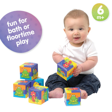 Playgro Soft Stacking Blocks - Sensory Stacking Fun For Babies - Set Of 6 Soft Sensory Blocks For 6+ Months - Promotes Cognitive Development & Bath Time Joy - Ideal Building Blocks For Toddlers