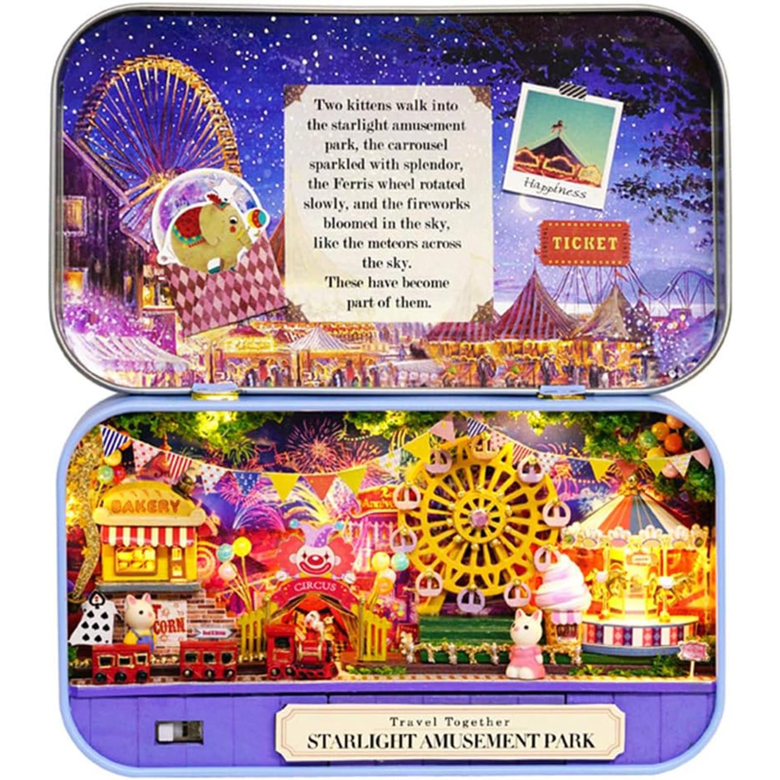 Spilay Dollhouse Miniature with Furniture DIY Dollhouse Kit Mini Iron Box Theater 1:24 Scale Creative Room Best Birthday Gift for mature-themed Lover Girl Friend Birthday Gift (Star Light Amusement Park)