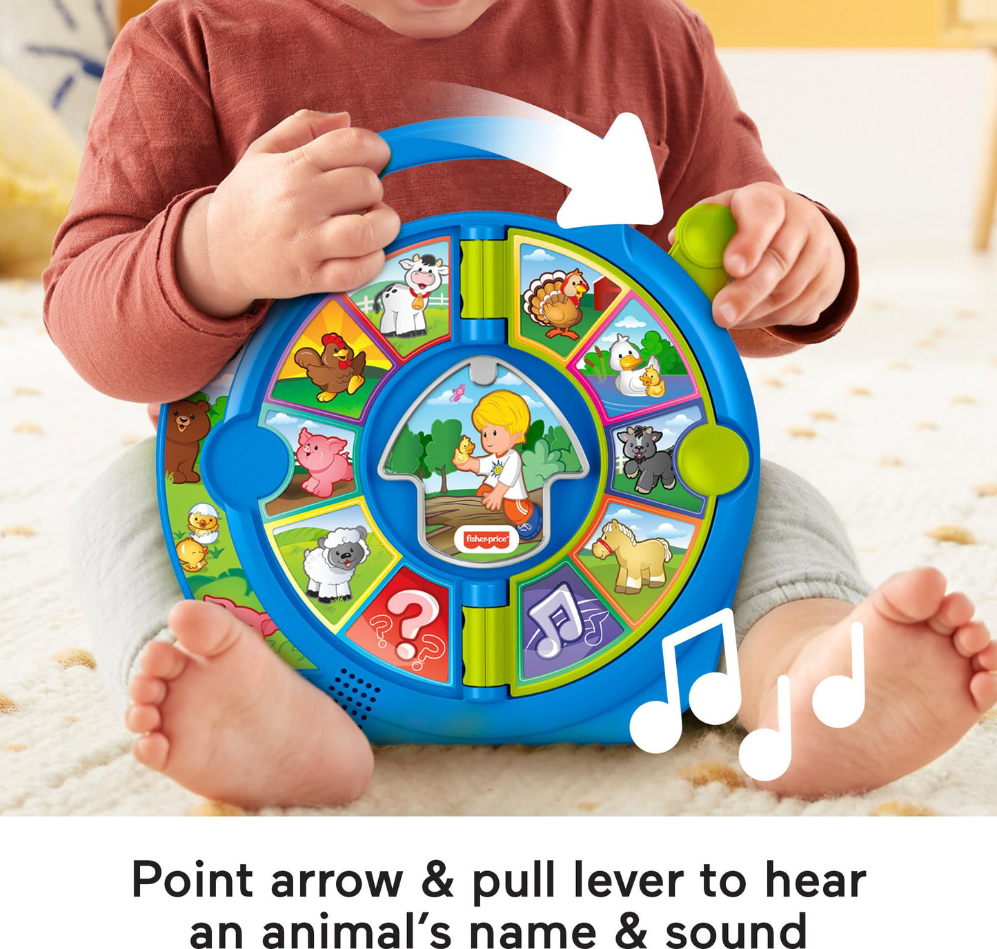 Fisher-Price Little People Toddler Learning Toy World of Animals See N Say with Music and Sounds for Ages 18+ Months