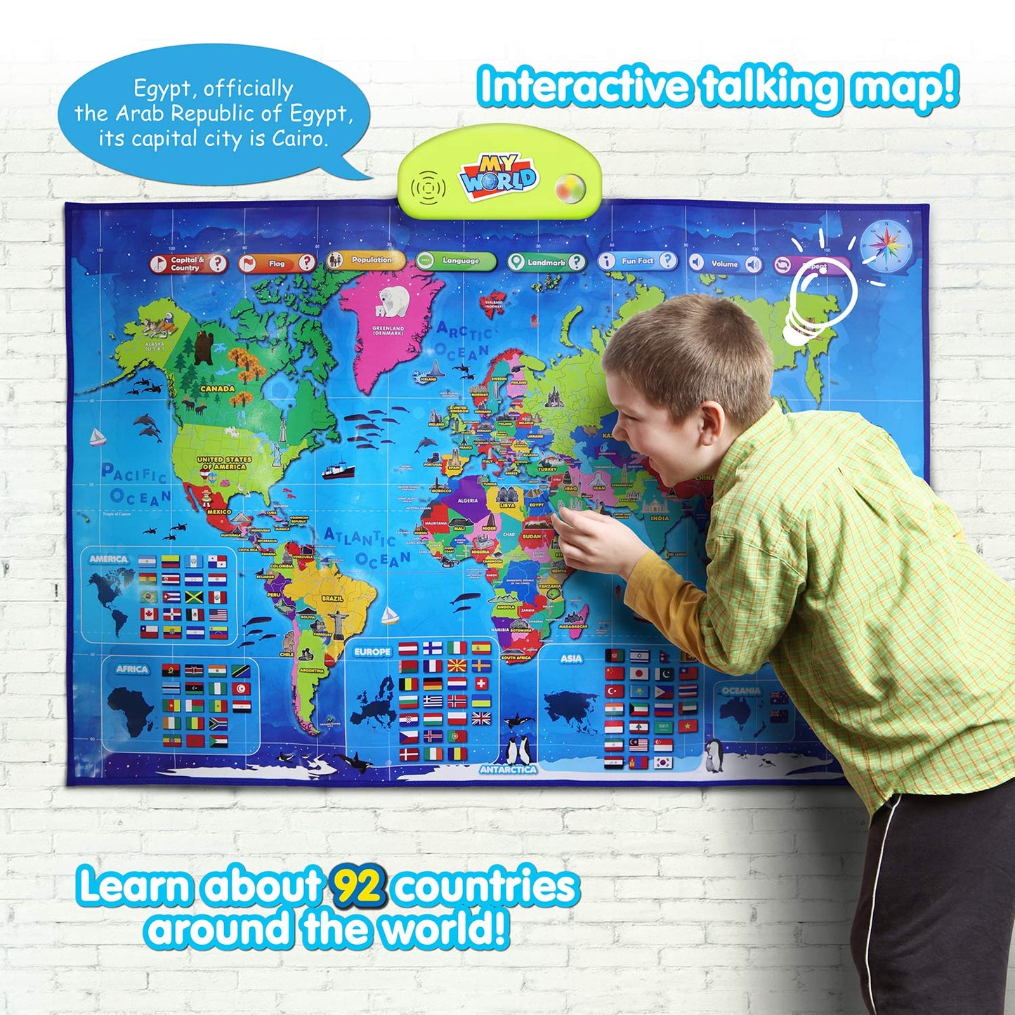 BEST LEARNING i-Poster Interactive Map - Educational Talking Toy for Ages 5-12, Plastic, Original Version, Model 4226