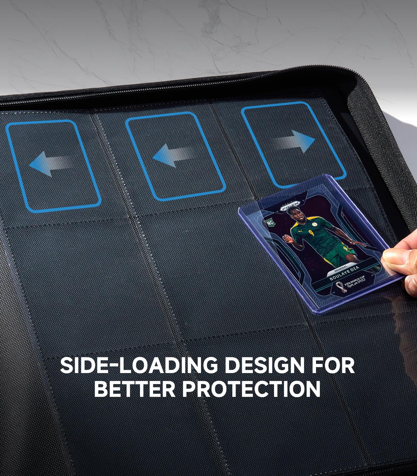 Toploader Card Binder 9 Pocket 324-Card Trading Card Album-enhanced PU Zipper Hard Case Sideload PVC-Free Pages  Fits 2.5 x 3.5 MTG TCG  YuGiOh Game Cards & Sports Cards  with Spine Label (Black)