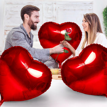 Red Heart Balloons- 4Pcs 32Inch Foil Heart Balloon, Valentine Day Balloons, Room Decorations Kit Party Props Decor Love Balloons Red Valentines Day Heart Balloons