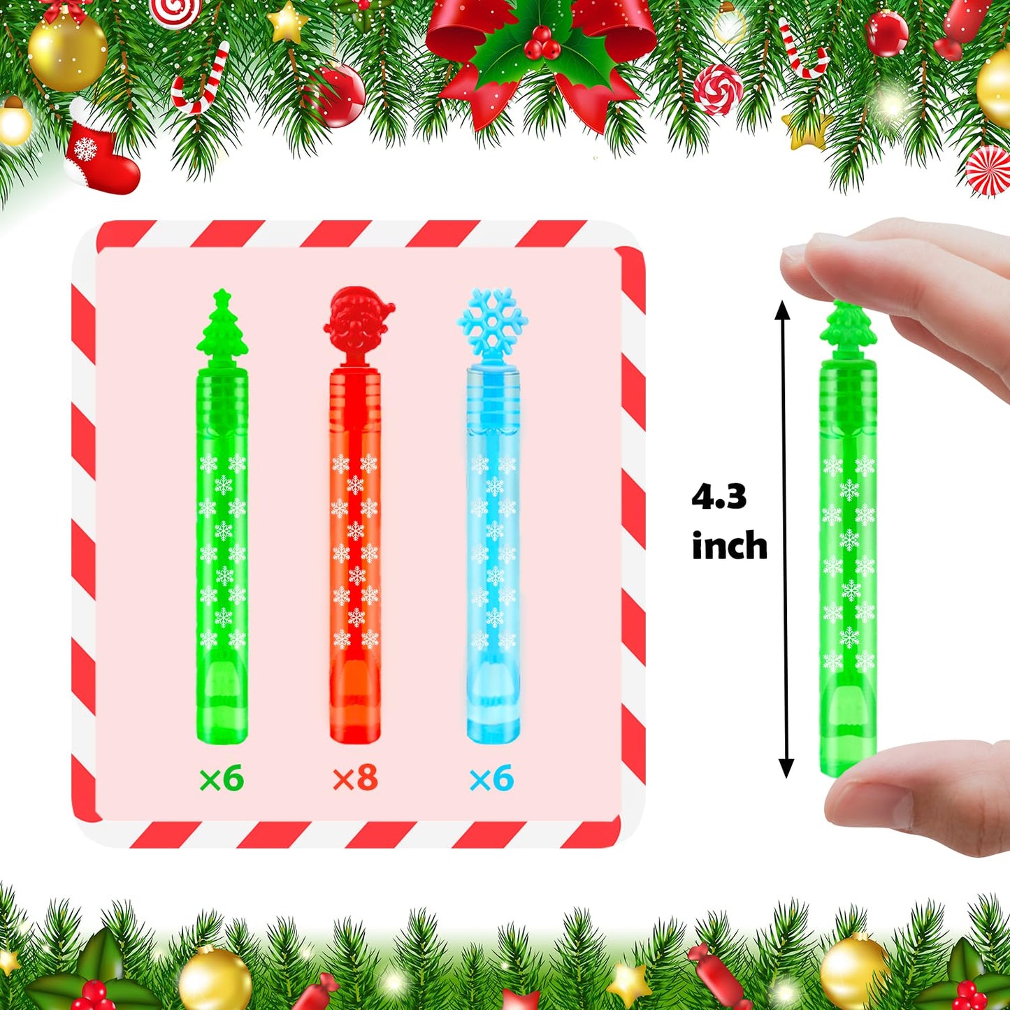 Leetous Christmas Mini Bubbles Wand Party Favors For Toddlers 20 Pack, Christmas Goodie Bags Stocking Stuffers Fillers For Kids,