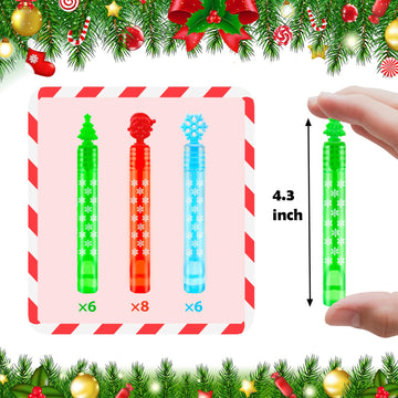 Leetous Christmas Mini Bubbles Wand Party Favors For Toddlers 20 Pack, Christmas Goodie Bags Stocking Stuffers Fillers For Kids,