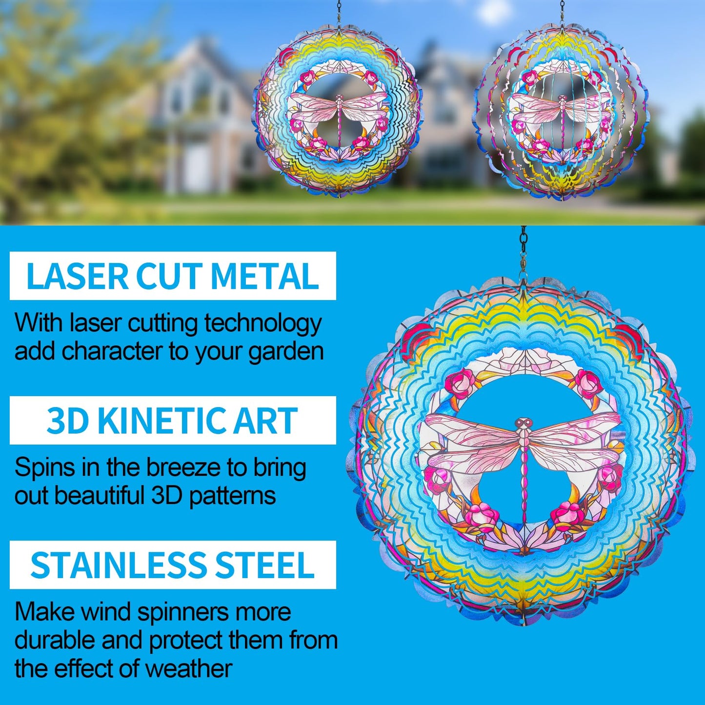 Dragonfly Metal Wind Spinners Gifts for Women Mom and Grandma,Hanging Wind Spinner Saint Patricks Day Decorations for Outdoor Ga