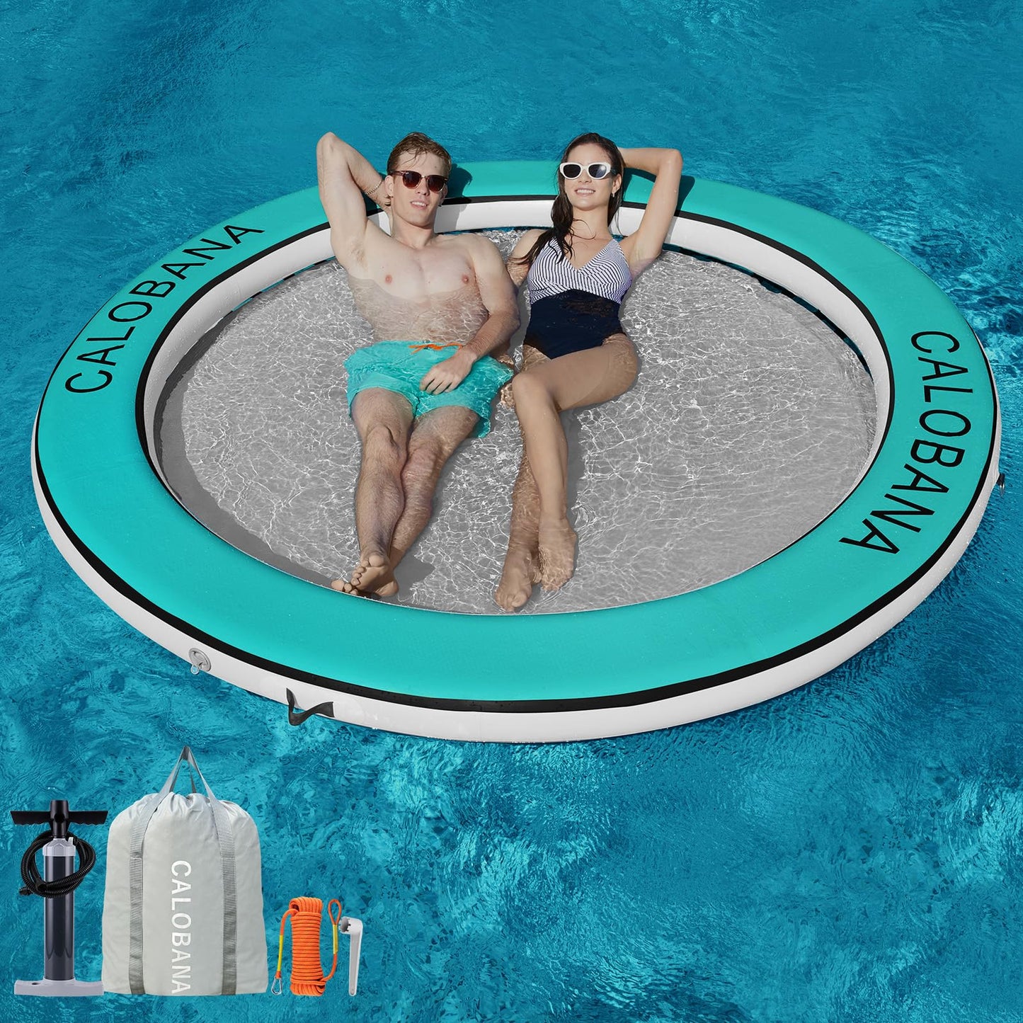 Float Ring 8Ft Inflatable Water Hammock Island With Mesh Tanning Pool Lounger Float For Adults Round Floating Mat Raft For Party
