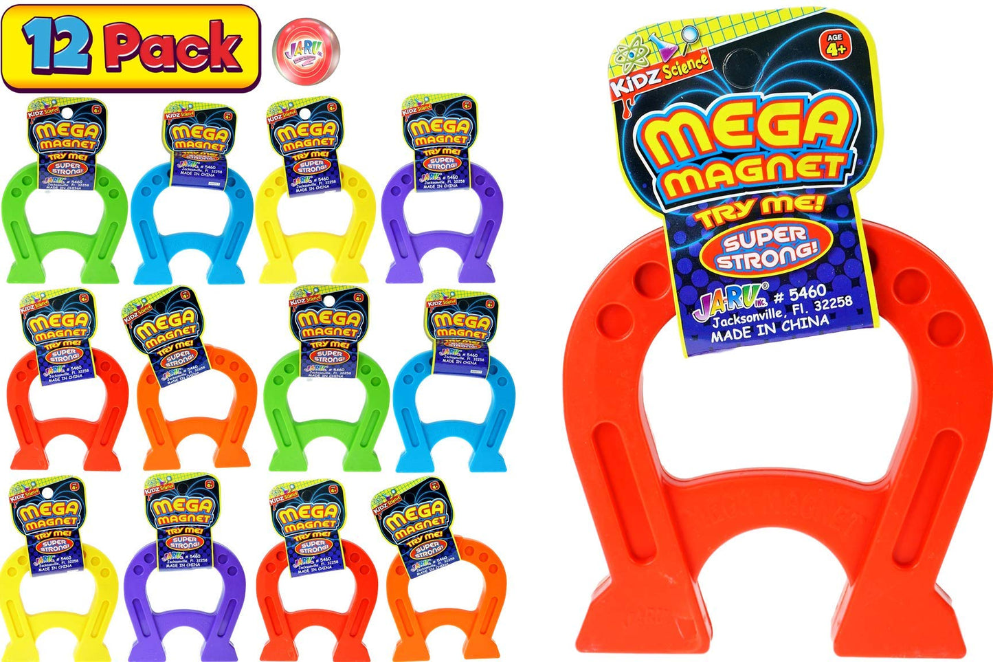 Ja-Ru Kidz Science Jumbo Magnet Toy (12 Horseshoe Magnets) Strong Magnetic Toys For Kids. Classroom Must Haves, Science Kit & Back To School Supply Kits. Preschool Stem Learning Activities. 5460-12P