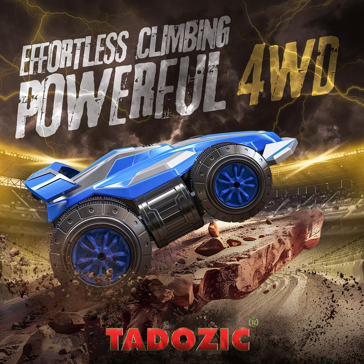 TADOZIC 4WD Remote Control Car 360 Spins RC Stunt Car with Lights&Music,Best Birthday Gifts Toys for 6 7 8 9 10 11 12 Year Old B