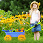 deAO Kids Garden Wagon Wheelbarrow Play Set - 10 Accessories, 4 Plant Pots, Blue Plastic - Great Outdoor Toddler Gardening Toys