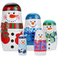 Mornajina 5Pcs Handmade Wooden Russian Nesting Dolls, Snowmen Nesting Dolls, Matryoshka Dolls Christmas Birthday Gift