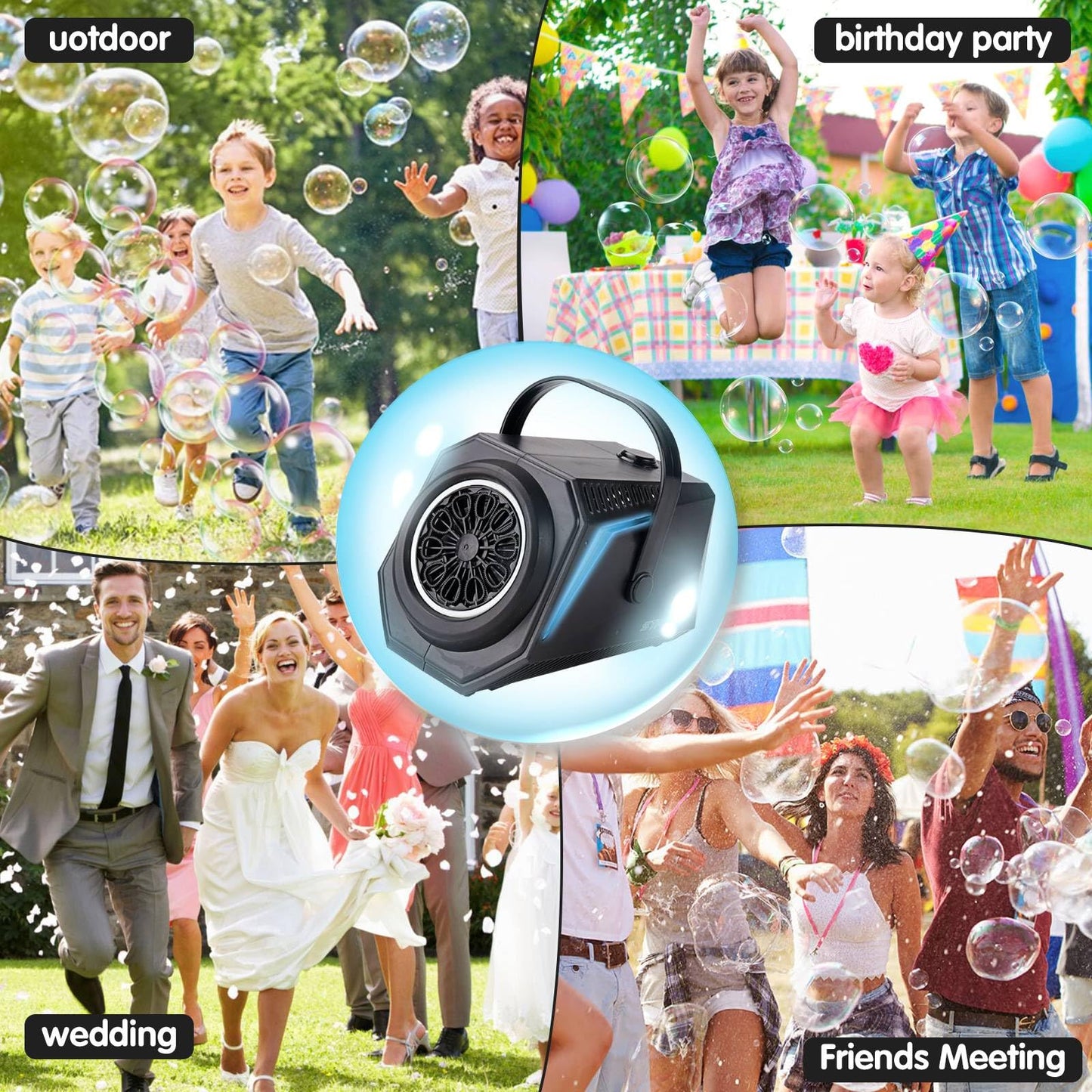 Bubble Machine Automatic Bubble Blower For Kids Bubble Maker For Toddlers 1-3 4-8 10000+ Big Bubbles Outdoor Toys For Parties Bi