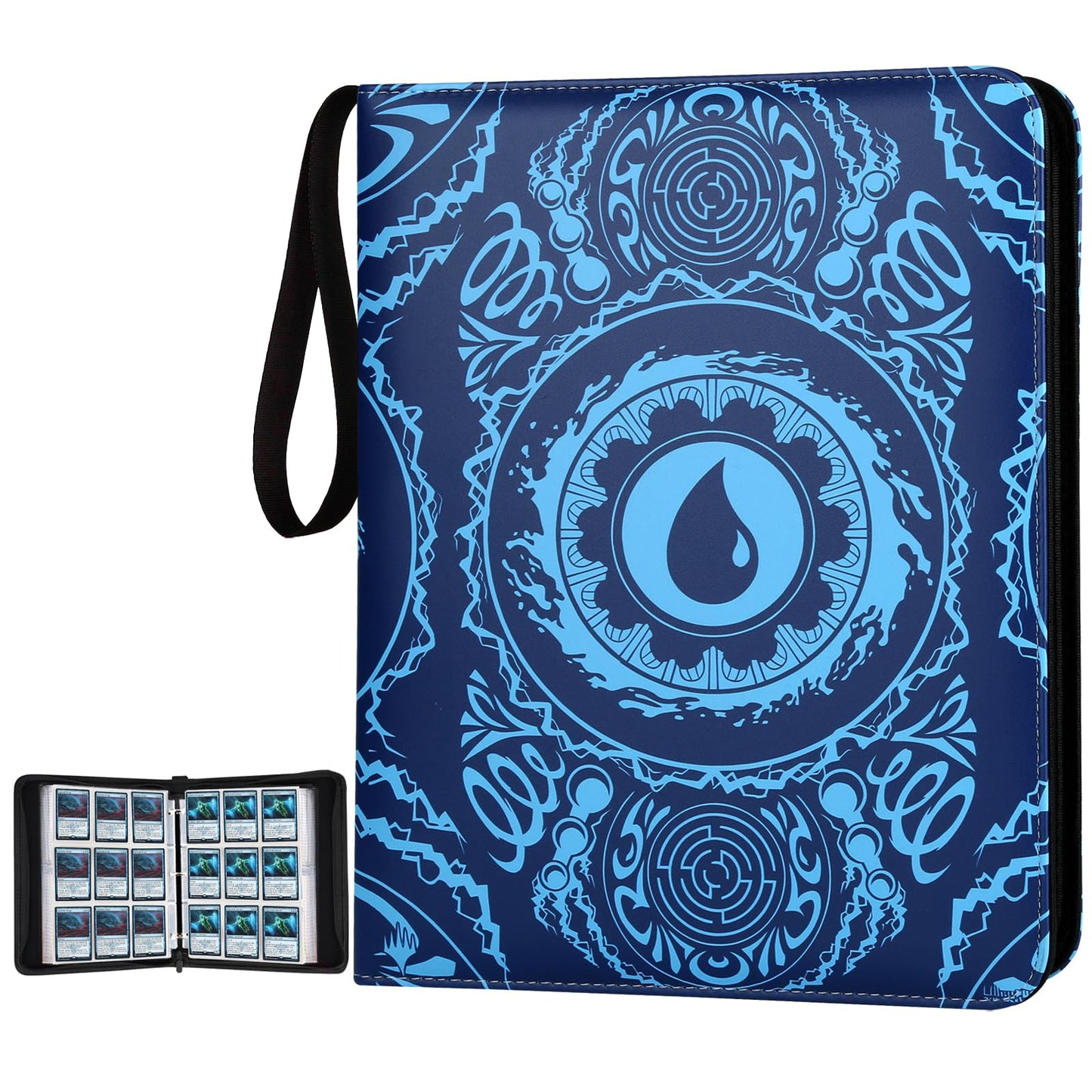 MTGPRO 9-Pocket Card Binder for MTG 720 Double Sided Pocket PU Trading Collection Binder enhanced Collector Card Album for MTG TCG Yugioh Game Cards(Blue)