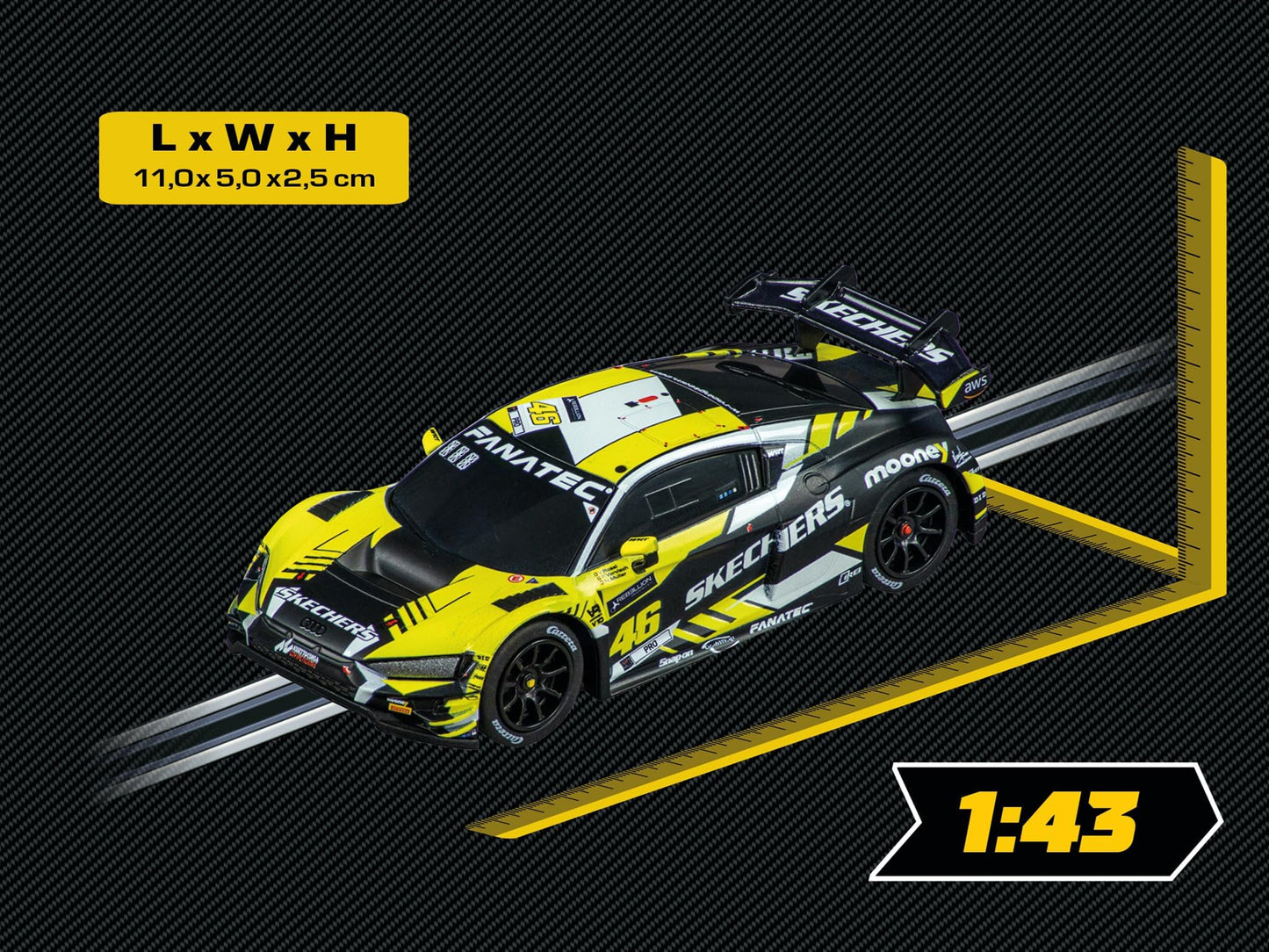 Carrera 64230 Audi R8 Lms Gt3 Valentino Rossi No.46 1:43 Scale Analog Slot Car Racing Vehicle Go Slot Car Toy Race Track Sets